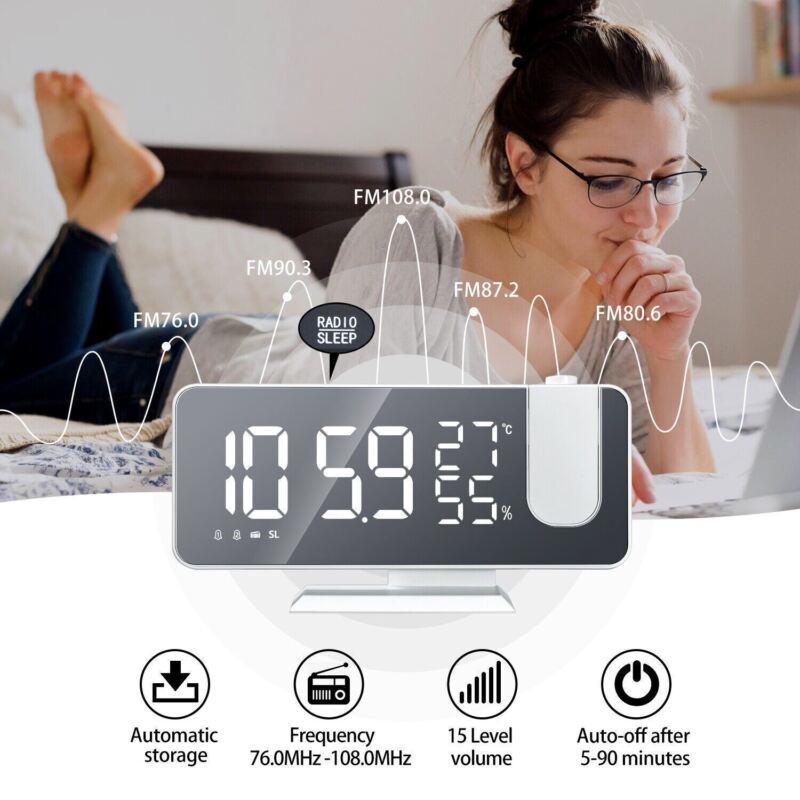 Projection Alarm Clock with FM Radio