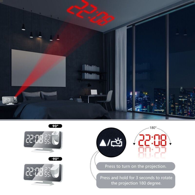 Projection Alarm Clock with FM Radio