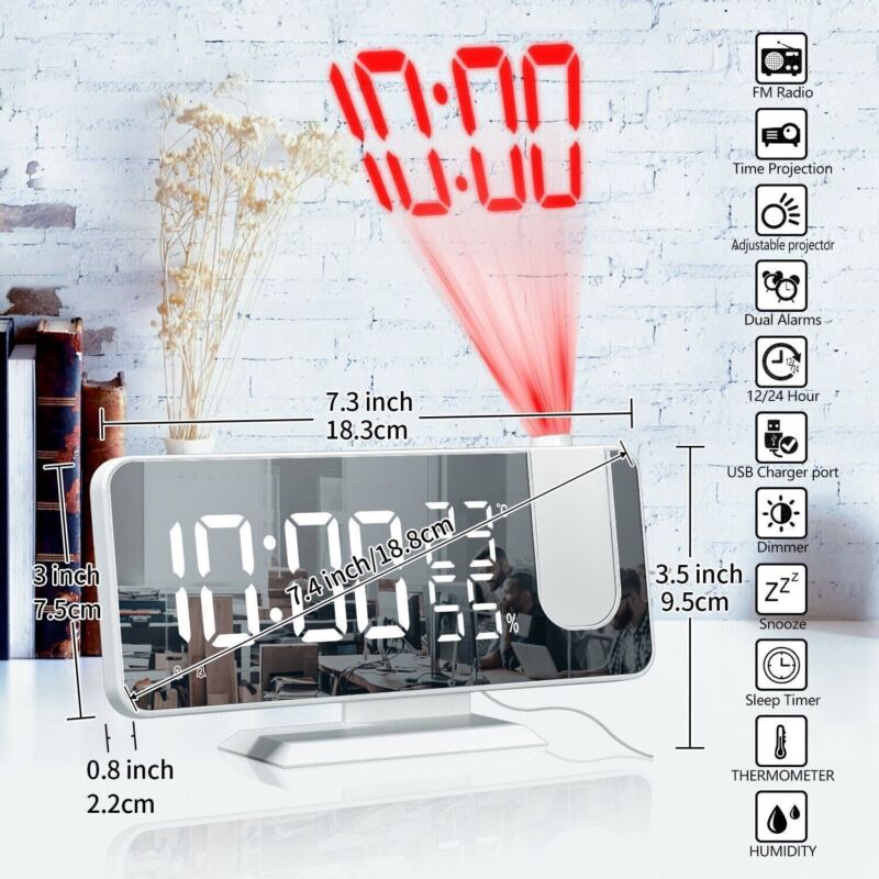 Projection Alarm Clock with FM Radio