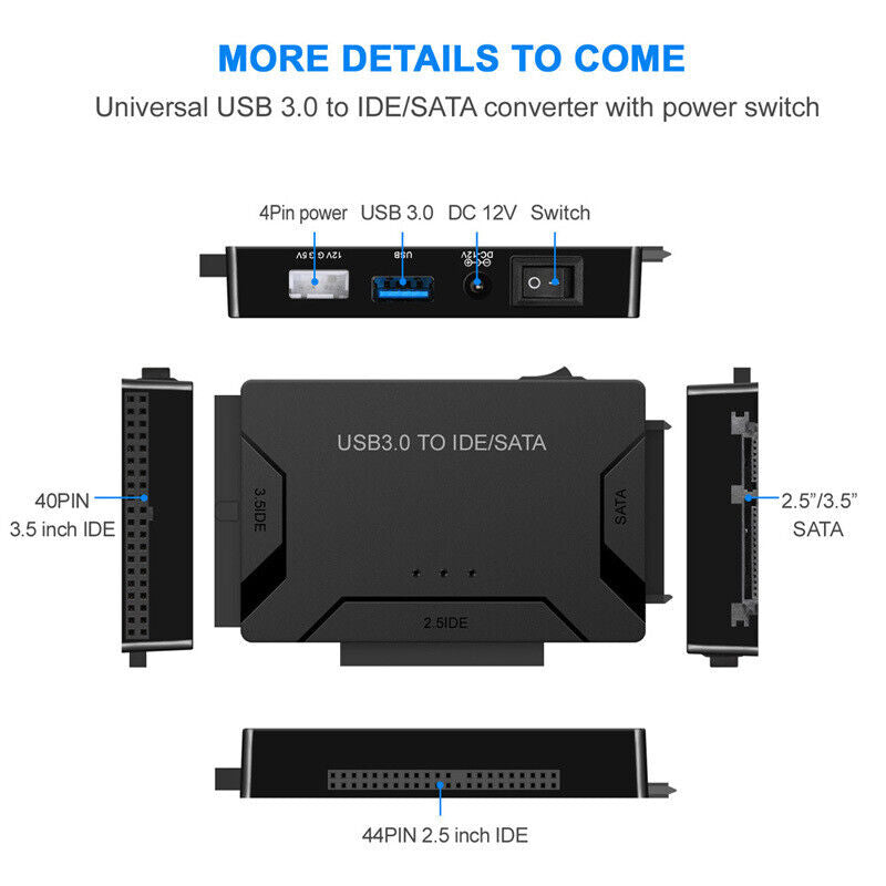 External Hard Drive Reader Recovery Converter for Universal 2.5" 3.5" HDD/SSD CD