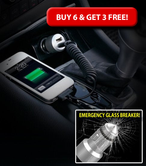 iPhone & iPad Car Charger (With Emergency Glass Breaker)