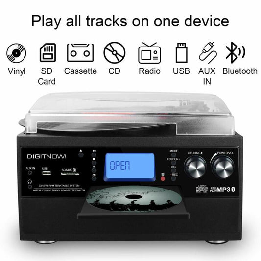 Any Music Format Stereo (Bluetooth, Vinyl, CD, Cassette, Radio, Aux, USB, & SD Card)