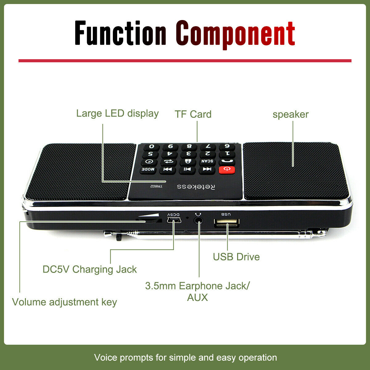 Bluetooth Speaker with FM/AM Radio & MP3 Player