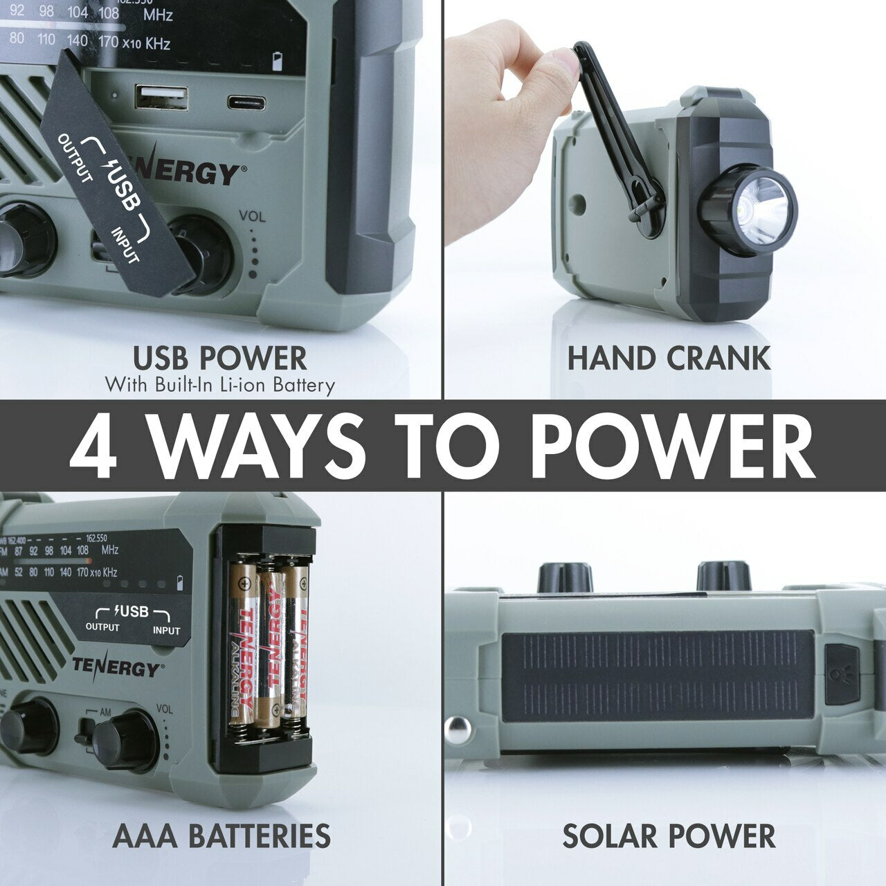 Emergency Solar Hand Crank Weather Radio Power Bank Charger Flash Light