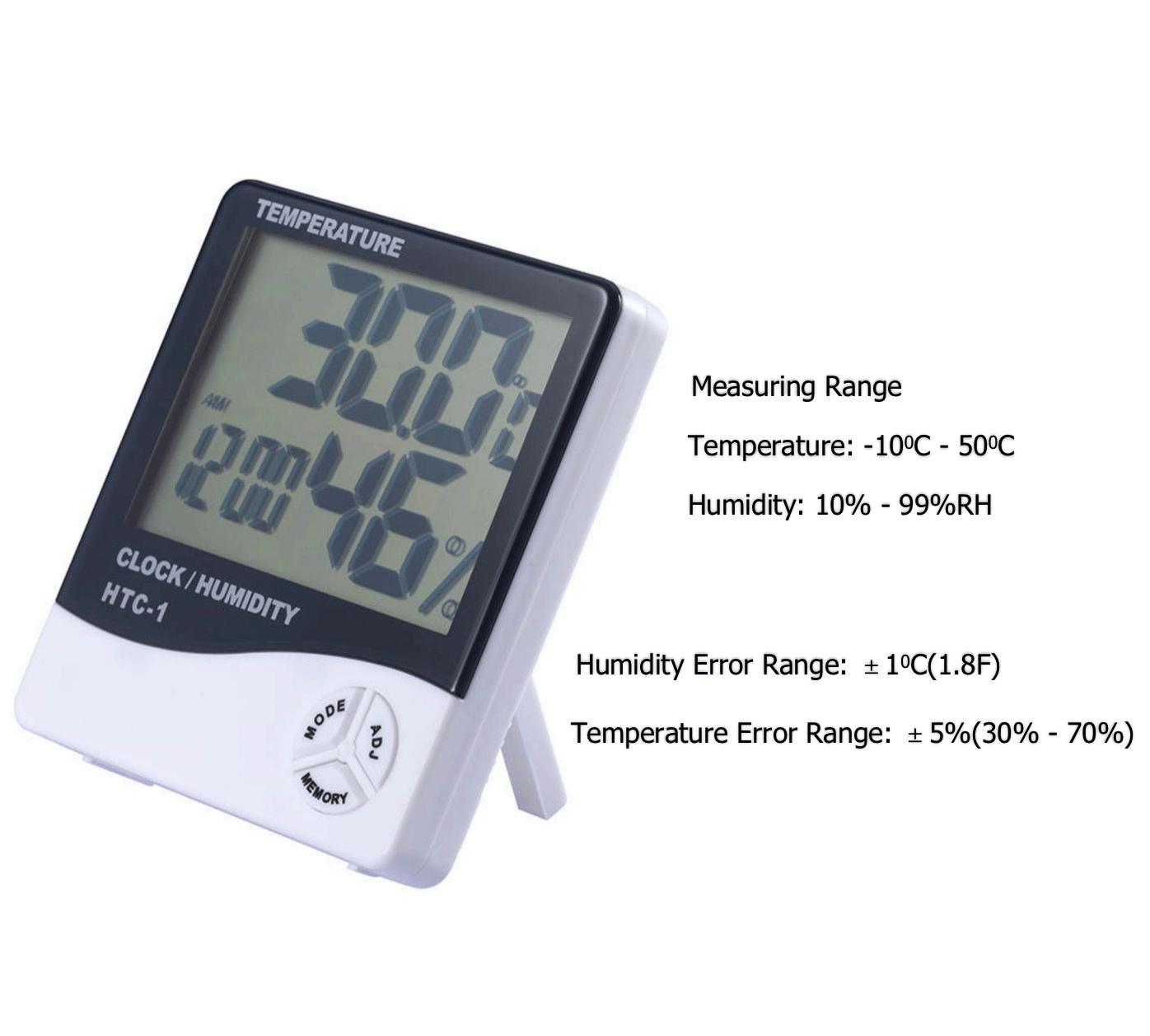 Indoor Digital Thermometer (with Clock & Humidity Display)