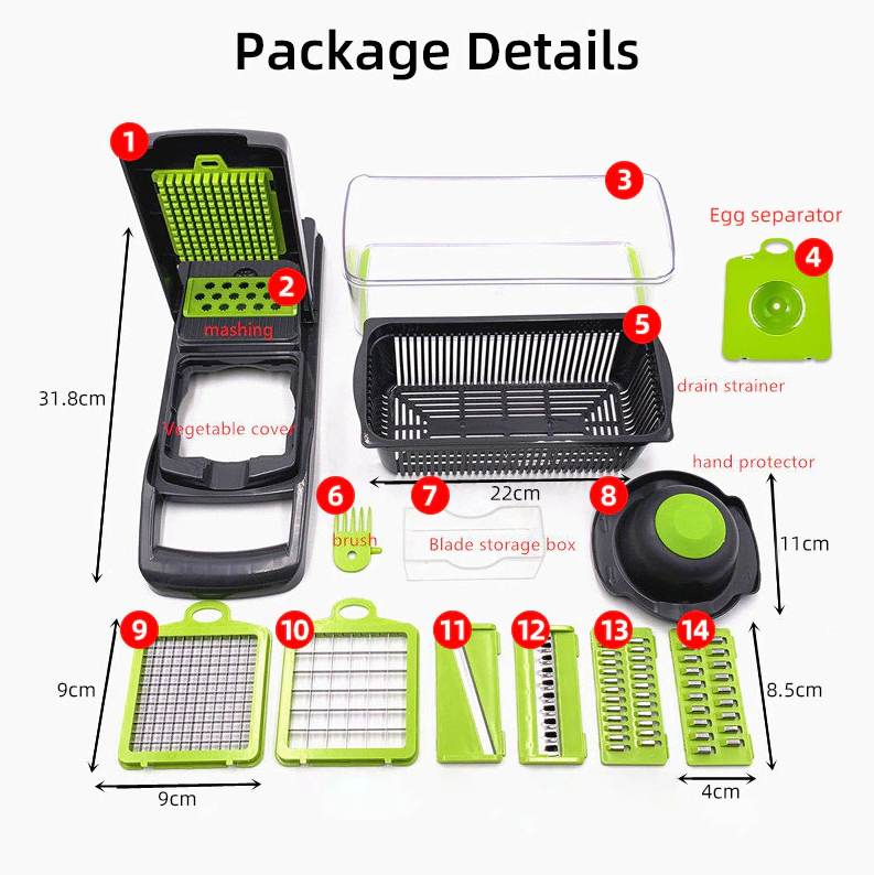 14-In-1 Kitchen Chopper, Cutter, Dicer, & Slicer