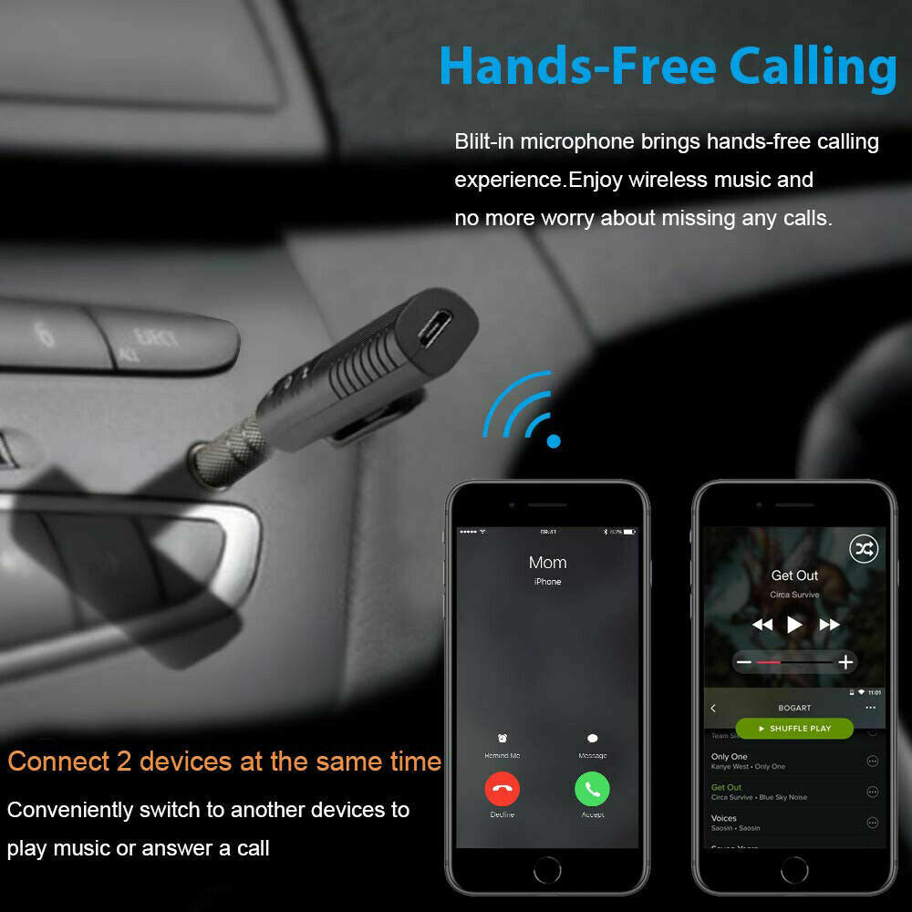 Wireless 3.5mm Car Bluetooth Mini Receptor Receiver Audio Speaker Adapter AUX