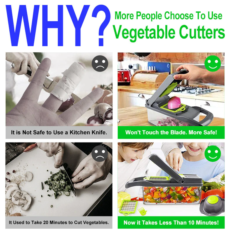 14-In-1 Kitchen Chopper, Cutter, Dicer, & Slicer