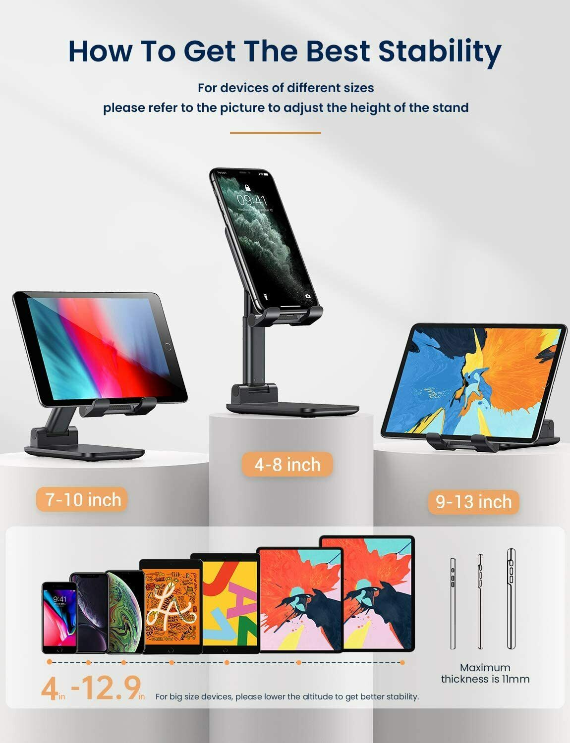 Adjustable Desktop Stand for Phone or Tablet