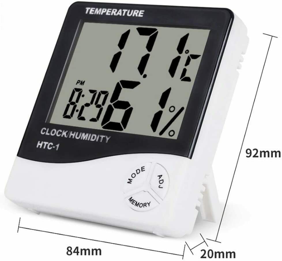 Indoor Digital Thermometer (with Clock & Humidity Display)