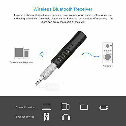 Wireless 3.5mm Car Bluetooth Mini Receptor Receiver Audio Speaker Adapter AUX