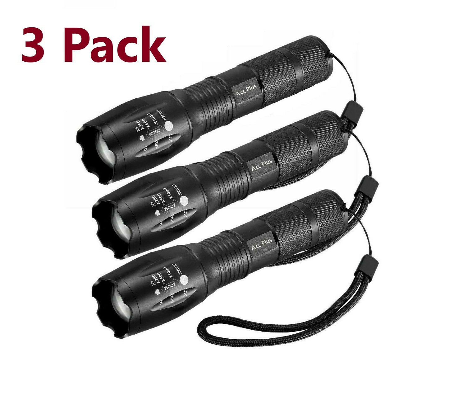 Three High Power Emergency Flashlights (5 Modes)