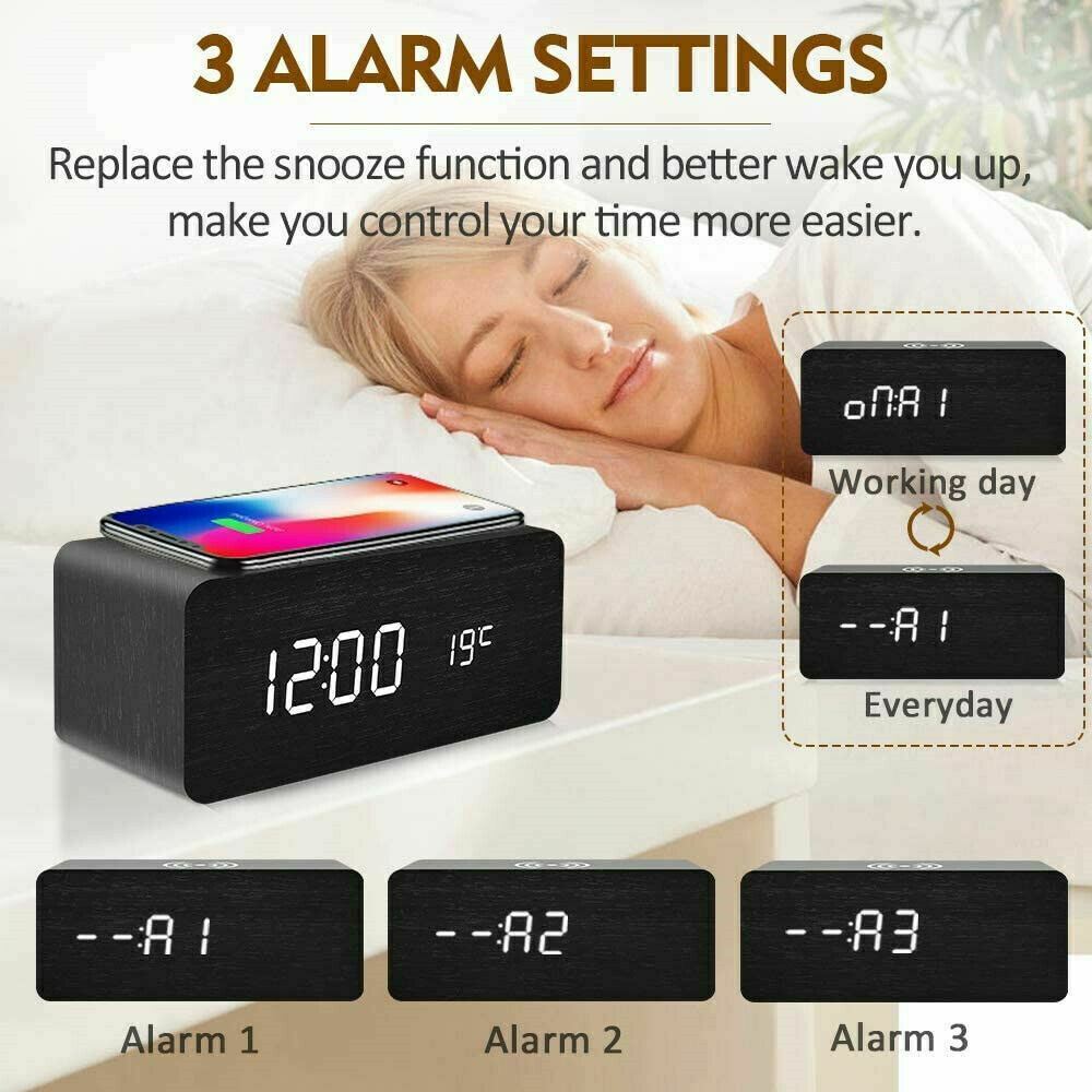 Wireless Charger Alarm Clock & Thermometer