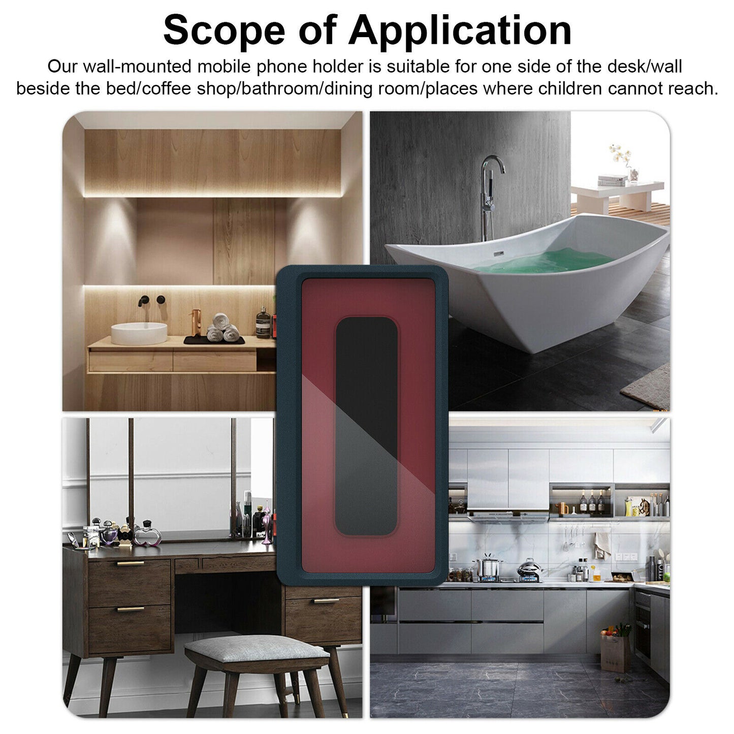 Wall Mounted Waterproof Phone Case (For Kitchen or Bath)