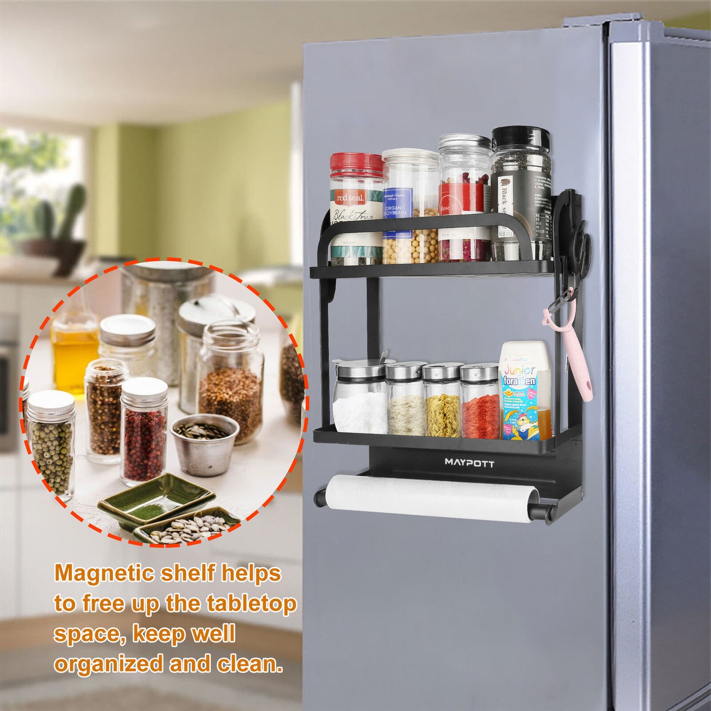 Magnetic Fridge Organizer Storage Rack