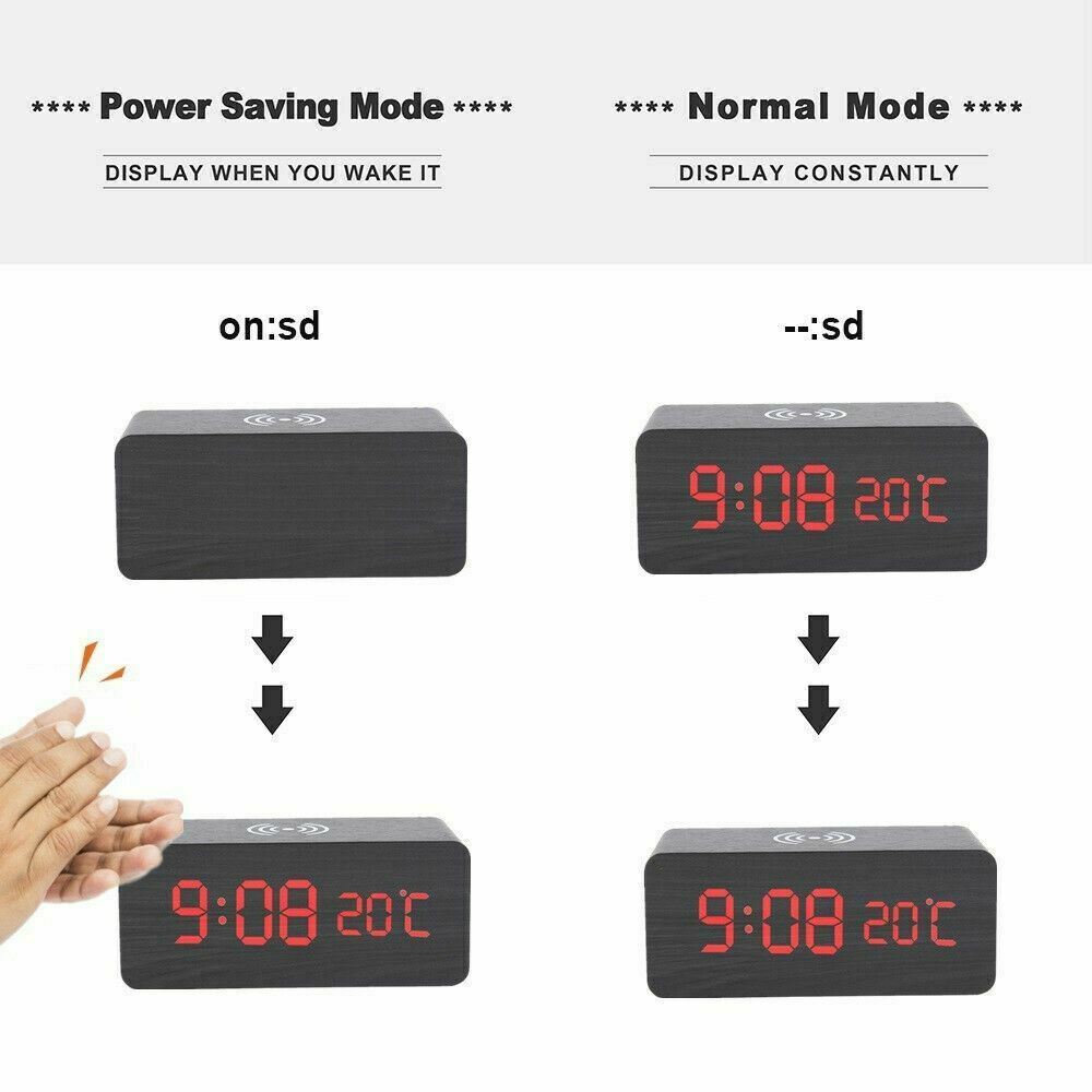 Wireless Charger Alarm Clock & Thermometer