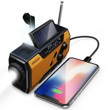 Solar & Hand Crank Phone Charger, Weather Radio, and Emergency Flash Light